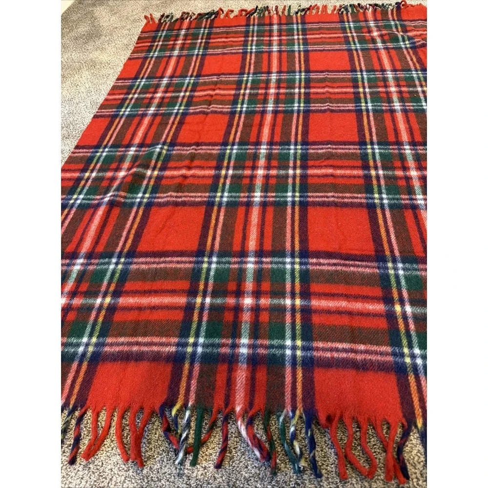 Vintage William Ayres Tartan Plaid Blanket Philadelphia Fine Wool Blend 50 X60